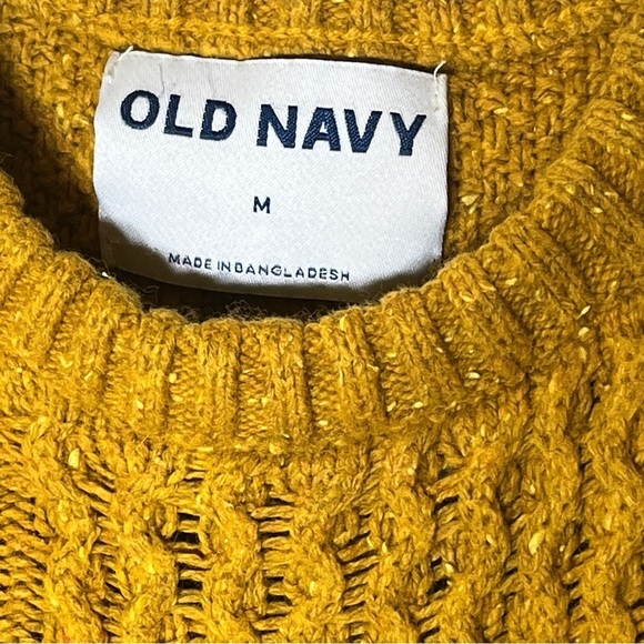 Old Navy Fisherman’s Textured Cable Knit Sweater Women’s M Mustard Cotton Wool - Picture 6 of 8